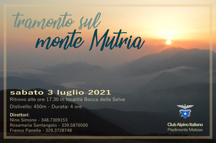 Sabato 3 luglio 2021 – Tramonto sul Monte Mutria