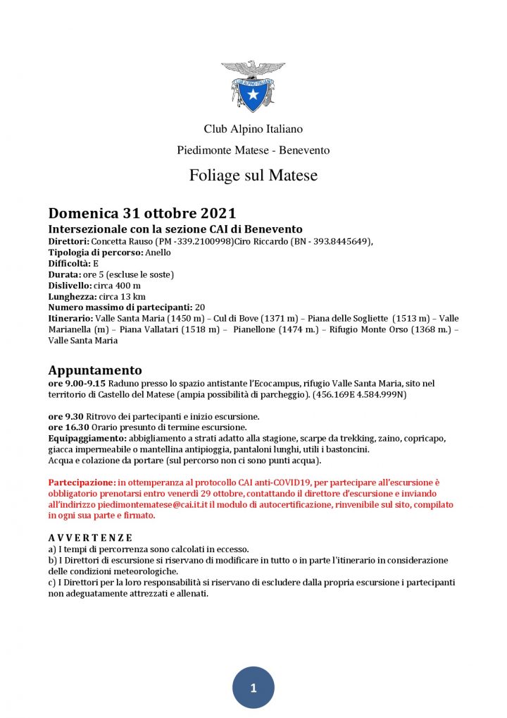 Domenica 31/10/2021 - Foliage sul Matese