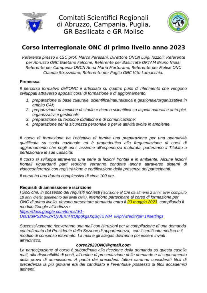 bozza bando corso-ONC CMI 2023