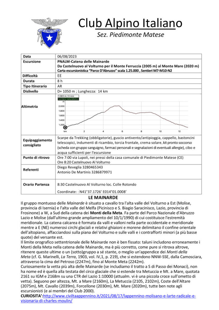 06/08/2023 -PNALM - CATENA DELLE MAINARDE