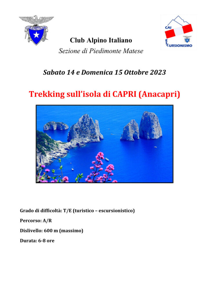 14-15/10/2023 - Trekking sull’isola di CAPRI (Anacapri)