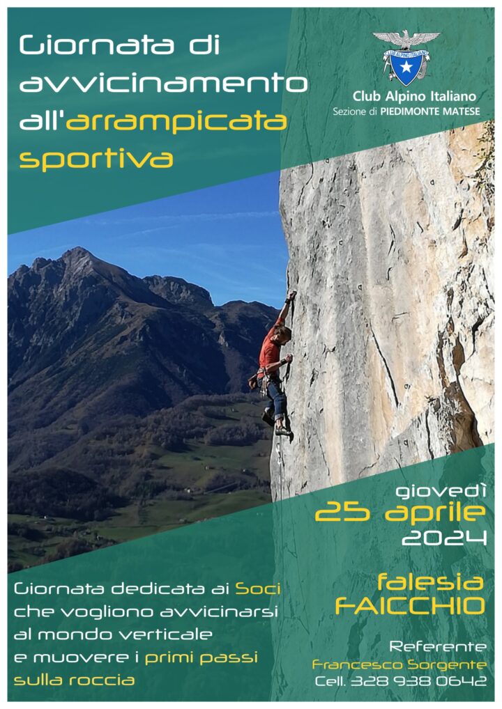 25/04/2024 Giornata di avvicinamento all’arrampicata sportiva – Falesia di Faicchio