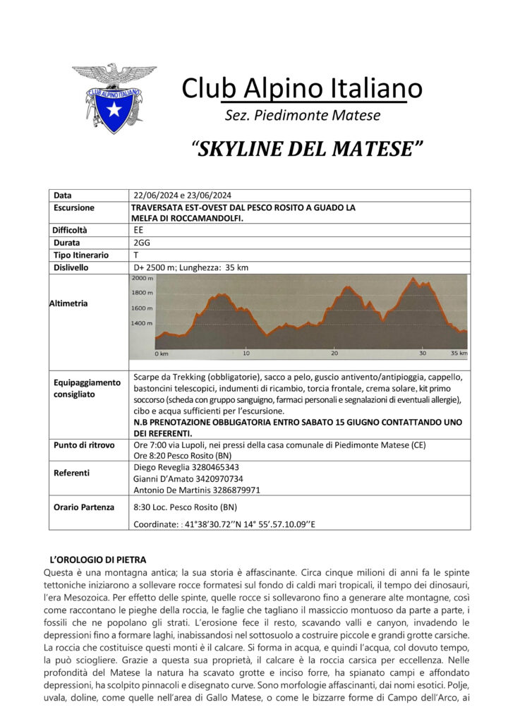 “SKYLINE DEL MATESE” – 22 e 23/06/2024