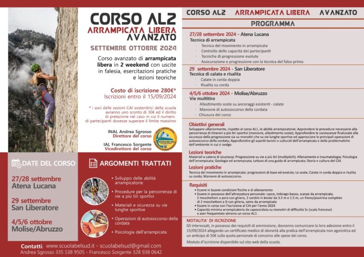 Corso AL – Arrampicata Libera – Avanzato