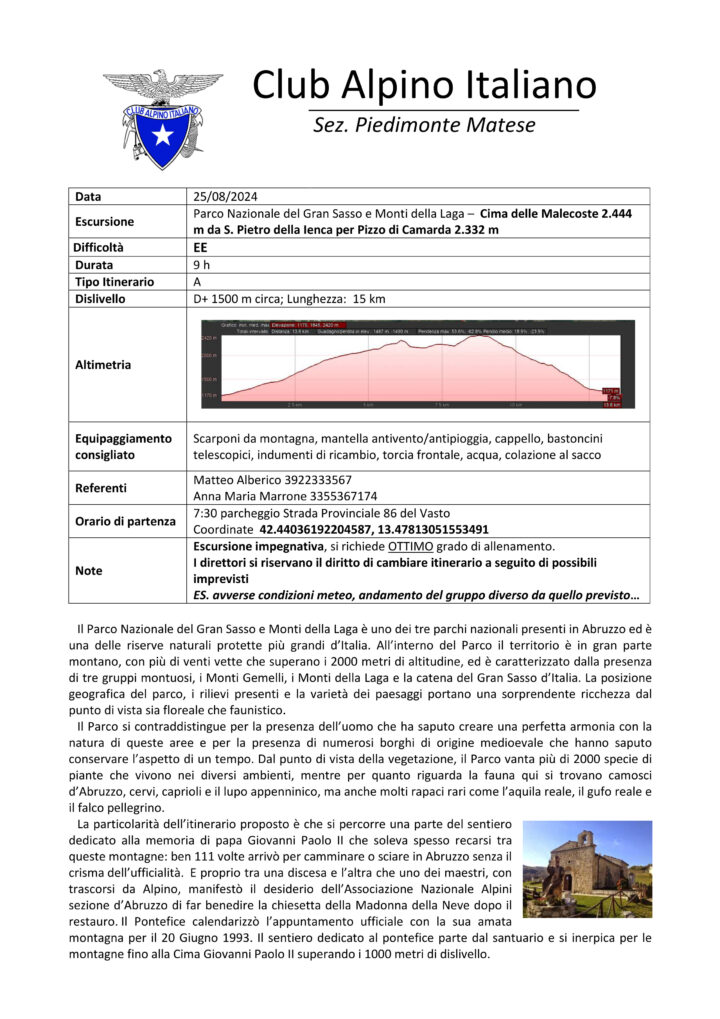 25/08/2024 – Parco Nazionale del Gran Sasso e Monti della Laga