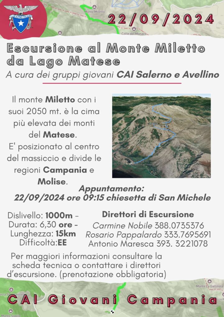 22/09/2024 – ESCURSIONE AL MONTE MILETTO DAL LAGO MATESE