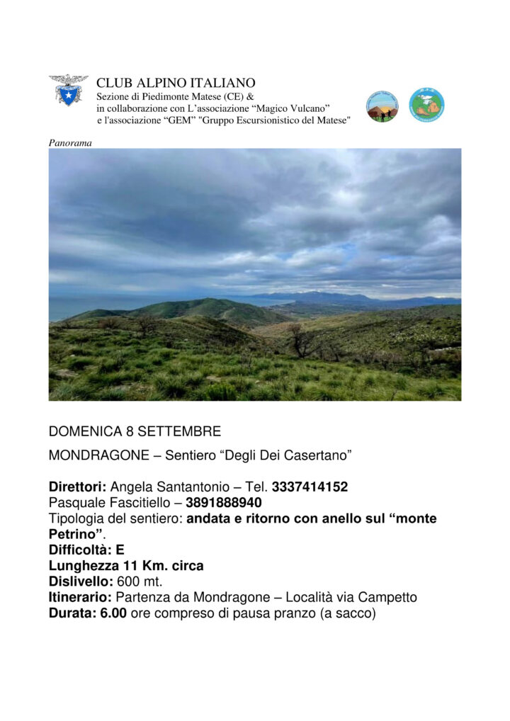 08/09/2024 – MONDRAGONE – SENTIERO “DEGLI DEI CASERTANO”