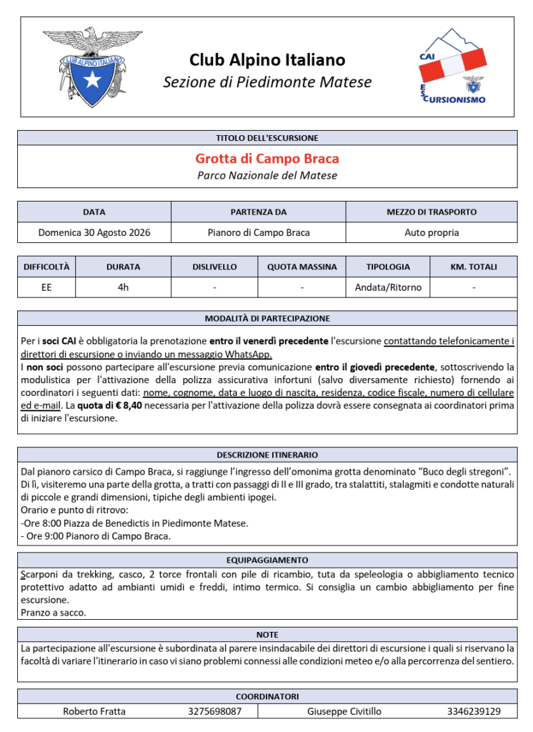 DOMENICA 30 AGOSTO 2026 - Grotta di Campo Braca Screenshot 2026-08-28 alle 08.24.35