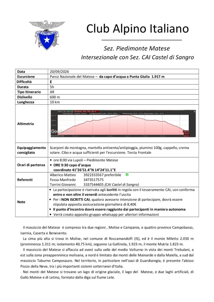 Domenica 20/09/2026 - Punta Giulia